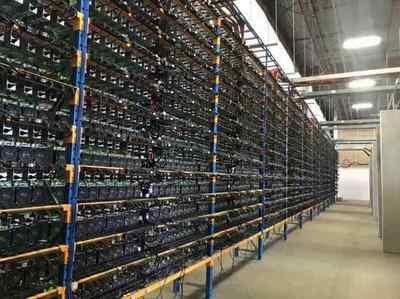 Modern cryptocurrency mining farm with efficient cooling systems